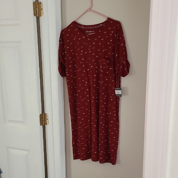 NWT: Eddie Bauer Red Patterned Midi Dress - Picture 6 of 6